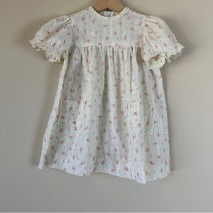 VTG Toddler Dress Ivory with‎ Roses and Lace Sweet Floral